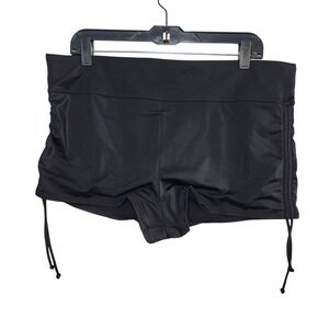 Lane Bryant LIVI Active Shorts Plus 18 Black Ruched Drawstring Sides Shortie NEW